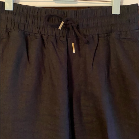 Quince Pants Womens Small Black 100% Linen Wide Leg Elastic Waist - Picture 5 of 5